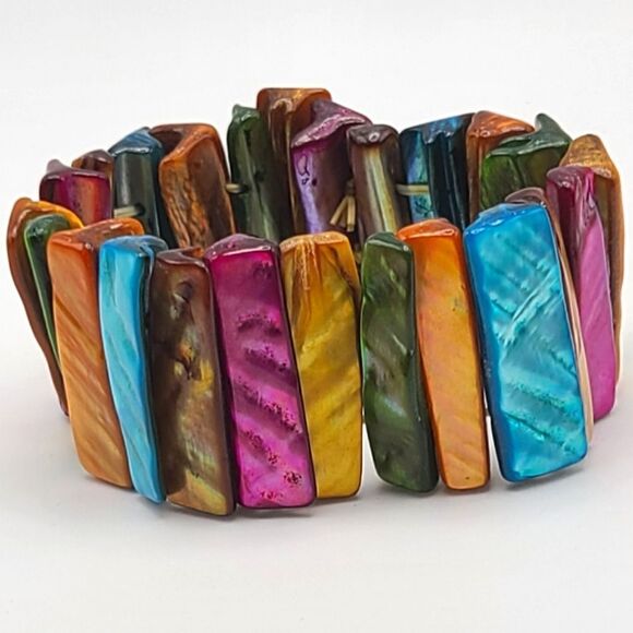 Source Unknown Jewelry - Abalone shell colorful stretch bracelet
